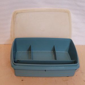 Tupperware Tuppercraft 767 Storage Container Light Blue 2 Piece Missing Tray